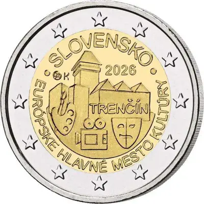 Обява: Словакия 2026 - 2 евро - Тренчин , Европейска столица на културата
