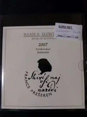 Обява: Словения 2007 - Комплектен банков евро сет от 1 цент до 2 евро BU