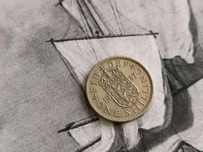 Обява: Монета - Великобритания - 1 шилинг | 1957г.