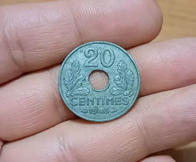 Обява: 20 центимес Франция 1943 -немска окупация
