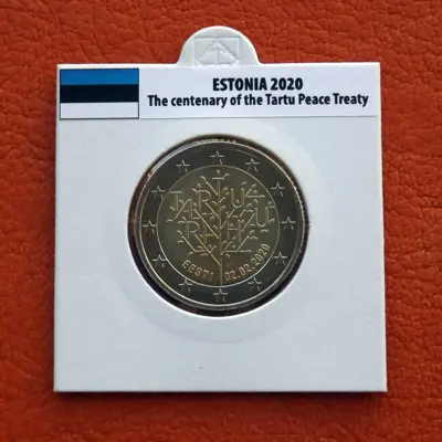 Обява: Естония • 100 години на мирния договор от Тарту • 2 евро • 2020