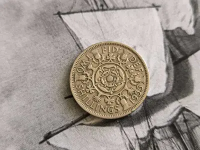 Обява: Монета - Великобритания - 2 шилинга | 1955г.