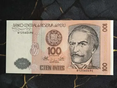 Обява: Банкнотa - Перу - 100 интис UNC | 1987г.