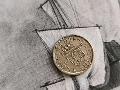 Обява: Монета - Великобритания - 1 шилинг | 1955г.