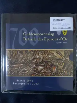 Обява: Белгия 2002 - Комплектен банков евро сет от 1 цент до 2 евро + възпоменателен медал BU
