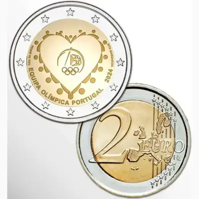 Обява: Португалия 2024 – 2 евро - Олимпийски игри в Париж UNC