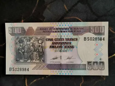 Обява: Банкнота - Бурунди - 500 франка UNC | 2013г.