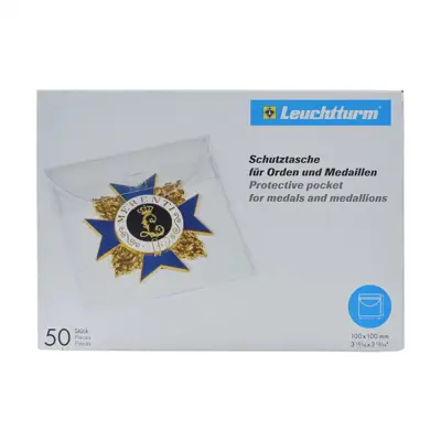 Обява: Leuchtturm - прозрачни опаковки за медали, ордени и отличия до 90 мм , 50 броя