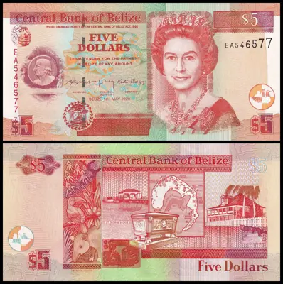 Обява: 🇧🇿 Белиз 2020 5 долара UNC нова 🇧🇿