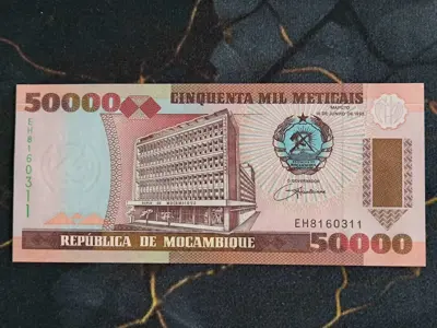 Обява: Банкнота - Мозамбик - 50 000 метикаи UNC | 1993г.