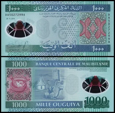 Обява: 🇲🇷 Мавритания 2014 1000 угия полимер UNC нова 🇲🇷