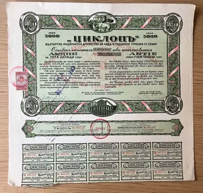 Обява: Българско акционерно дружество Циклоп