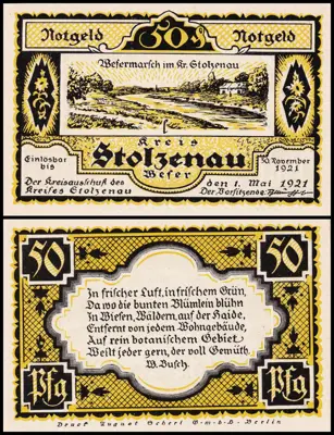 Обява: 🇩🇪 Германия Stolzenau 1921 50 пфенинга UNC нова 🇩🇪