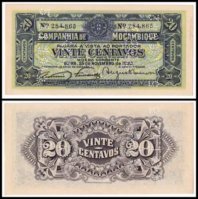 Обява: 🇲🇿 Мозамбик 1933 20 сентавос 🇲🇿