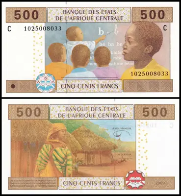 Обява: 🇹🇩 Централна Африка 2002 500 франка Чад UNC нова 🇹🇩