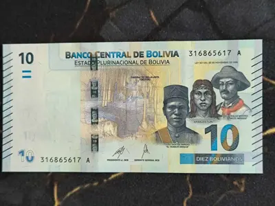 Обява: Банкнота - Боливия - 10 боливианос UNC | 2018г.