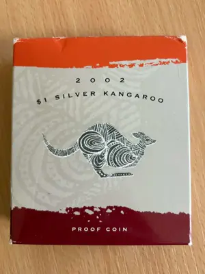 Обява: Австралия 2002 - 1 долар – Кенгуру RAM - 1 OZ – Сребърна монета PROOF