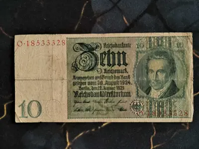 Обява: Райх банкнота - Германия - 10 марки | 1924г.