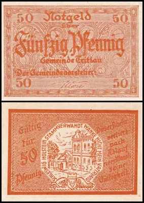 Обява: 🇩🇪 Германия Trittau 1914-1924 50 пфенинга UNC нова 🇩🇪