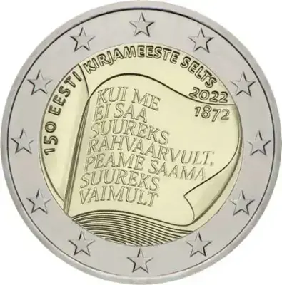 Обява: Естония 2022 – 2 евро - Естонско литературно общество UNC