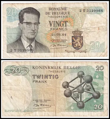 Обява: 🇧🇪 Белгия 1964 20 франка 🇧🇪