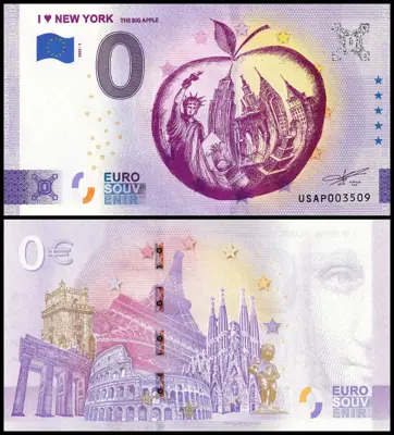 Обява: ⭐ САЩ 2023 0 евро I ♥ New York UNC нова ⭐