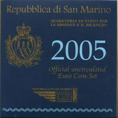 Обява: Сан Марино 2005 - банков Евро сет от 1 цент до 2 евро + Възпоменателна сребърна монета 5 евро