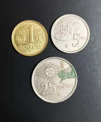 Обява: 🇪🇸 Лот монети Испания 1980 3 броя Световно по футбол 🇪🇸