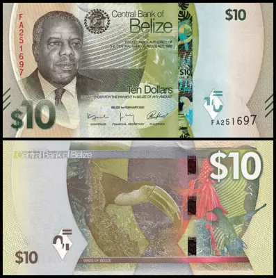 Обява: 🇧🇿 Белиз 2025 10 долара UNC нова 🇧🇿