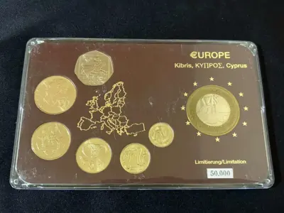 Обява: Комплектен сет - Кипър 1998-2003 г. , 6 монети + медал