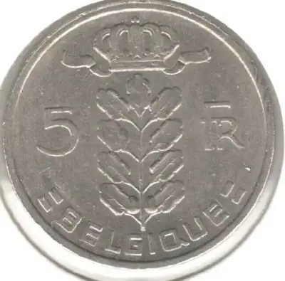 Снимка за обява „Belgium-5 Francs-1974-KM# 134-Baudouin I, French text"