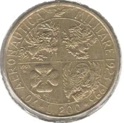 Снимка за обява „Italy-200 Lire-1993 R-KM#155-Military Aviation"