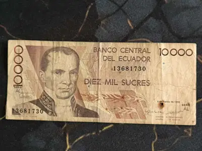 Снимка за обява „Банкнота - Еквадор - 10000 сукрес | 1995г."