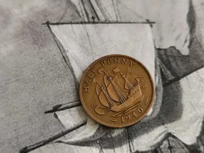Снимка за обява „Монета - Великобритания - 1/2 (половин) пени | 1940г."