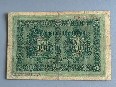 Снимка за обява „Райх банкнота - Германия - 50 марки | 1914г."