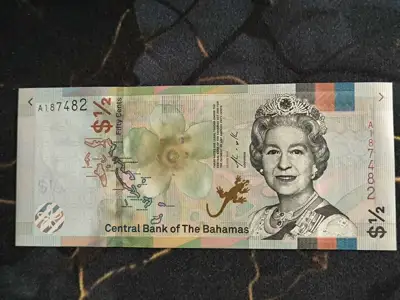 Снимка за обява „Банкнота - Бахами - 1/2 (половин) долар UNC | 2019г."