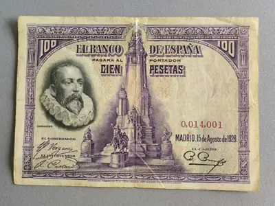 Снимка за обява „Банкнота - Испания - 100 песети | 1928г."