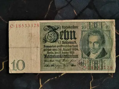 Снимка за обява „Райх банкнота - Германия - 10 марки | 1924г."