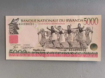 Снимка за обява „Банкнота - Руанда - 5000 франка UNC | 1998г."