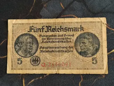 Снимка за обява „Райх банкнота - Германия - 5 марки | 1939г."