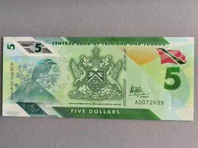 Снимка за обява „Банкнота - Тринидад и Тобаго - 5 доларa UNC | 2020г."