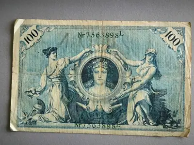 Снимка за обява „Райх банкнота - Германия - 100 марки (зелен печат) | 1908г."