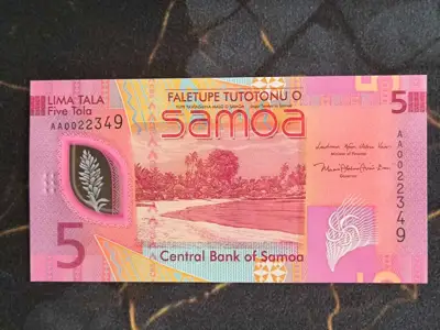 Снимка за обява „Банкнота - Самоа - 5 тала UNC | 2023г."