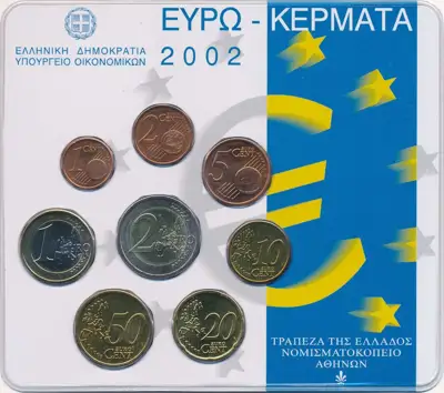 Снимка за обява „Гърция 2002 - Комплектен банков евро сет от 1 цент до 2 евро"