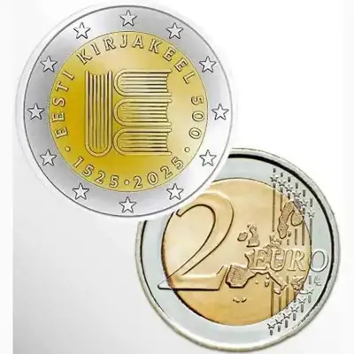 Снимка за обява „Естония 2025 – 2 евро - 500 години естонска литература UNC"