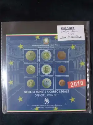 Снимка за обява „Италия 2010 - Комплектен банков евро сет от 1 цент до 2 евро + 2 евро възпоменателна монета"