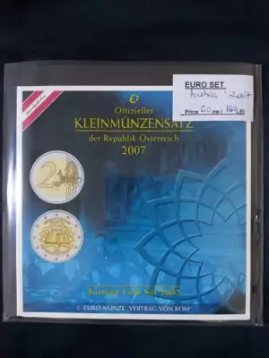 Снимка за обява „Австрия 2007 - Комплектен банков евро сет от 1 цент до 2 евро BU"