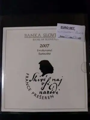Снимка за обява „Словения 2007 - Комплектен банков евро сет от 1 цент до 2 евро BU"