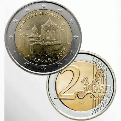 Снимка за обява „Испания 2026 - 2 евро - Манастир Поблет UNC"