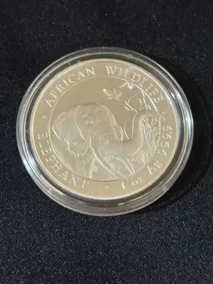 Снимка за обява „Сомалия 2018 - 100 Шилинга - Слон 1 OZ - Сребърна монета"